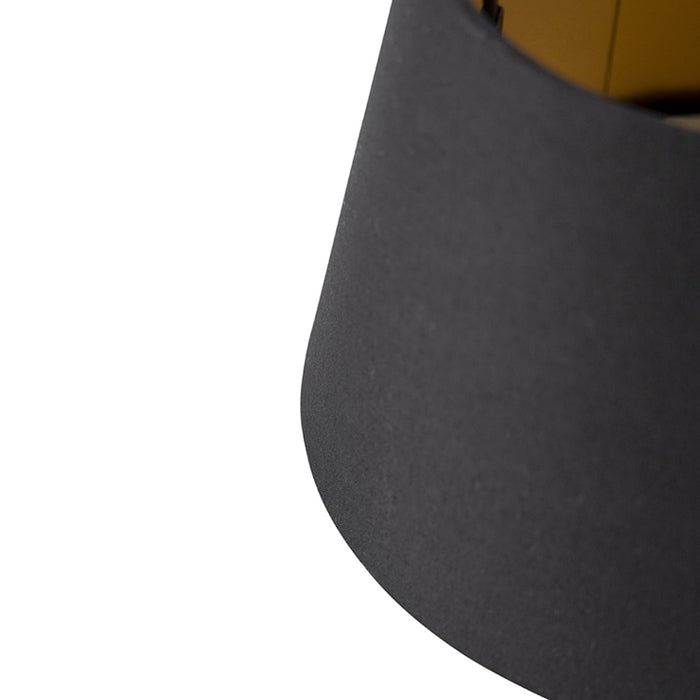 QAZQA Katoenen lampenkap zwart 20|15|13 met gouden binnenkant