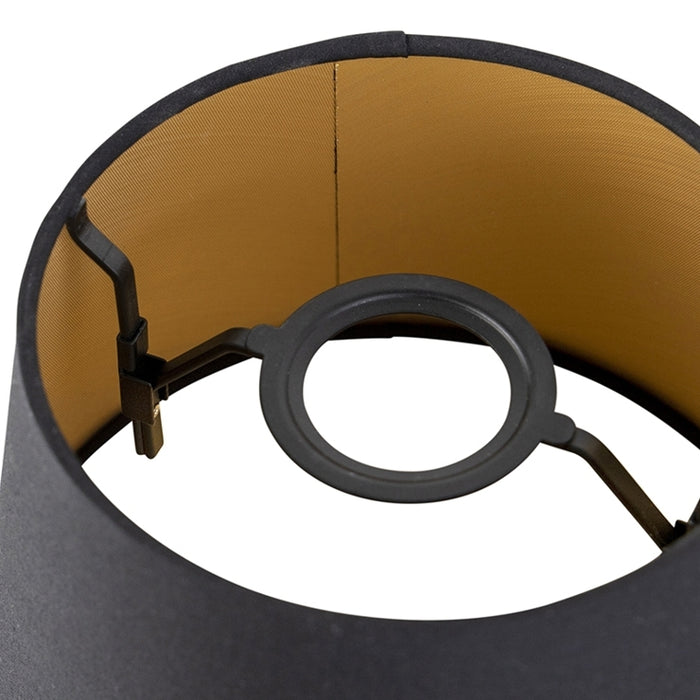 QAZQA Katoenen lampenkap zwart 20|15|13 met gouden binnenkant