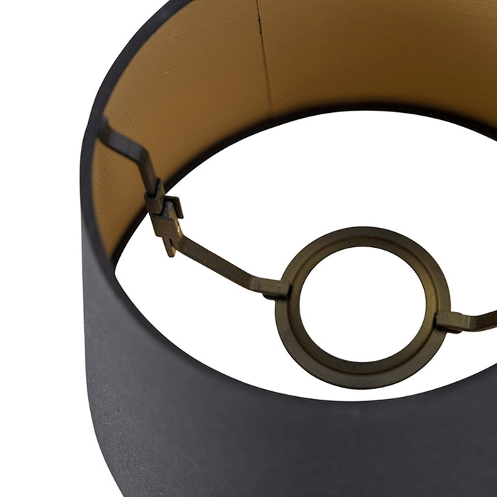 QAZQA Katoenen lampenkap zwart 20|15|13 met gouden binnenkant