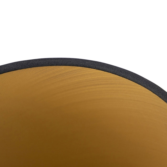 QAZQA Katoenen lampenkap zwart 20|15|13 met gouden binnenkant