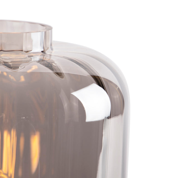 QAZQA Design tafellamp zwart met smoke glas - Qara