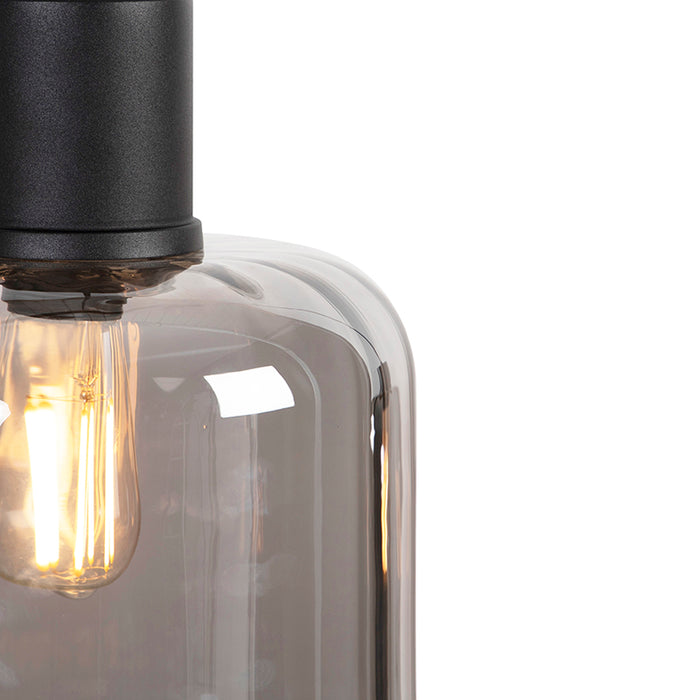 QAZQA Design hanglamp zwart met smoke glas 3-lichts 161,5 cm - Qara