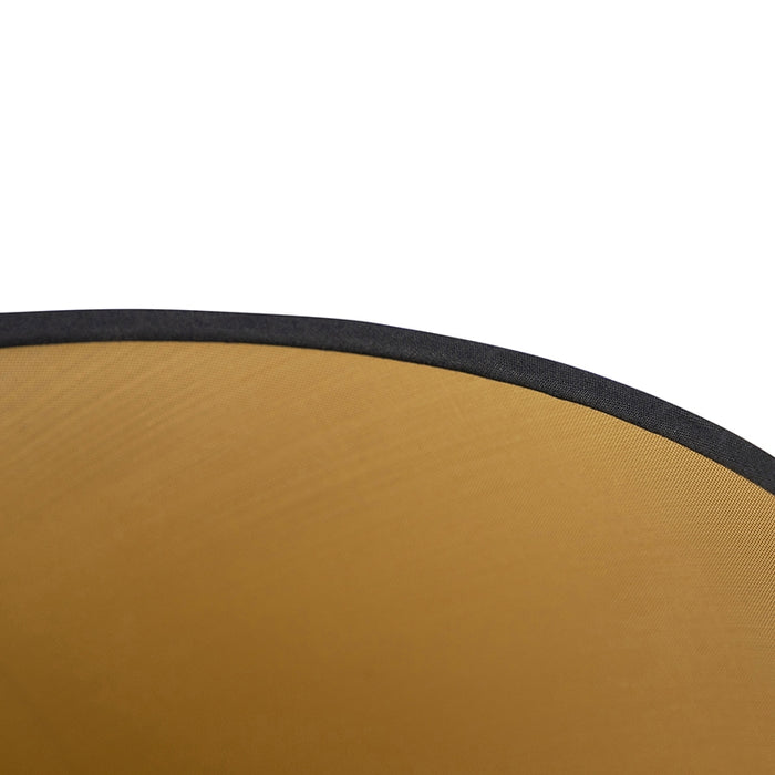 QAZQA Katoenen lampenkap zwart 32|25|18 met gouden binnenkant