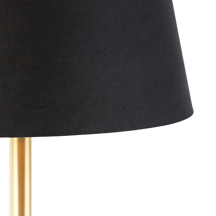 QAZQA Klassieke tafellamp messing met zwarte kap 32 cm - Simplo