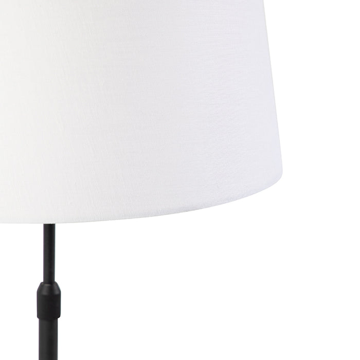 QAZQA Tafellamp zwart met linnen kap wit 35 cm verstelbaar - Parte