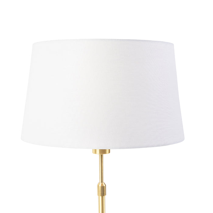 QAZQA Tafellamp goud|messing met linnen kap wit 35 cm - Parte