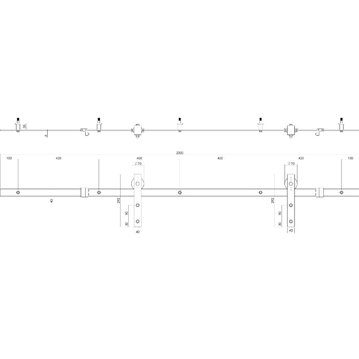Intersteel DIY-schuifdeur Cubo zwart incl. matglas 2150x980x28mm +