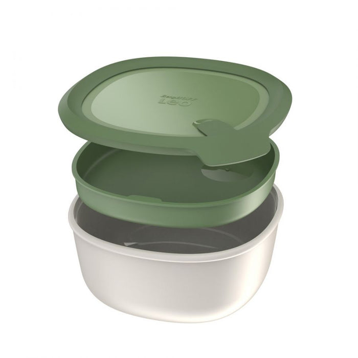 Lunchset met bestek, Wit|Groen - Polypropyleen - BergHOFF|Leo Line