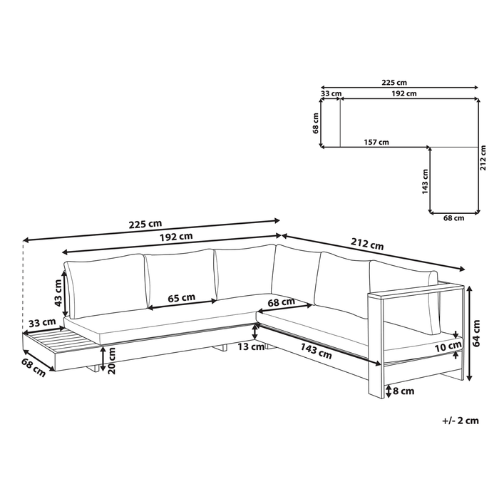 Beliani-MARETTIMO-Loungeset voor 5-Lichte houtkleur|Creme-Acaciahout