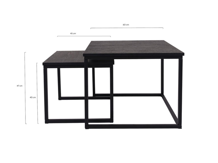 MaximaVida vierkante salontafel set Chicago XL zwart 60 cm