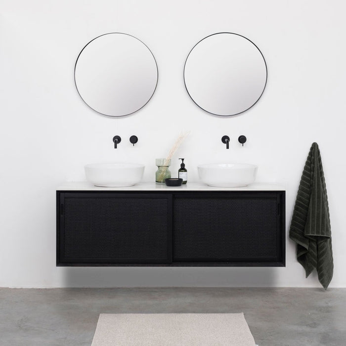 Going Objects - Wastafelmeubel Zwart Rotan - Nestor - Wit Keramiek -