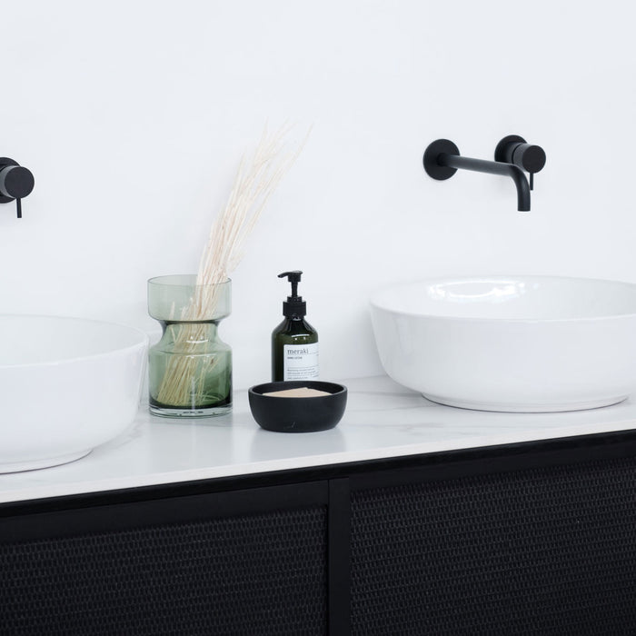 Going Objects - Wastafelmeubel Zwart Rotan - Nestor - Wit Keramiek -