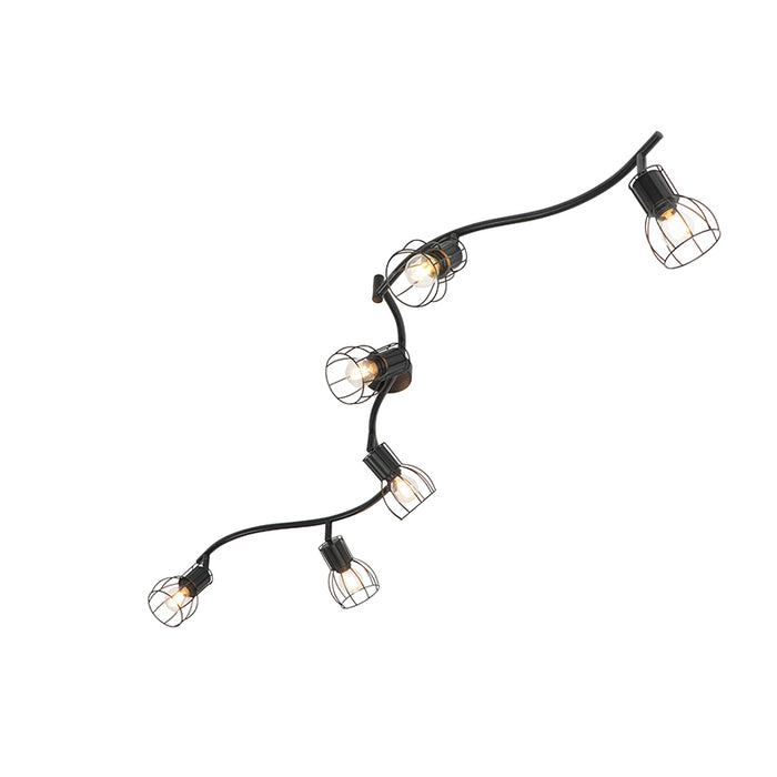 QAZQA Moderne plafondspot zwart 145 cm 6-lichts - Botu