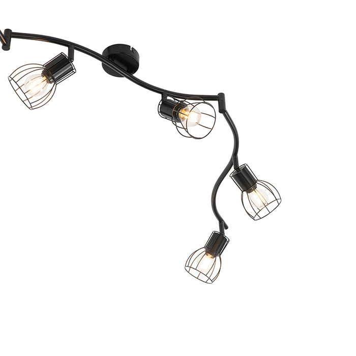 QAZQA Moderne plafondspot zwart 145 cm 6-lichts - Botu