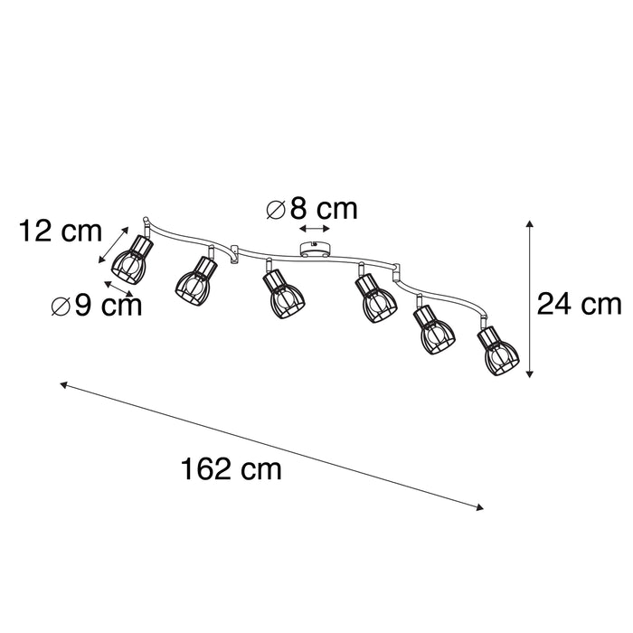 QAZQA Moderne plafondspot zwart 145 cm 6-lichts - Botu