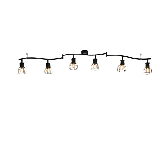 QAZQA Moderne plafondspot zwart 145 cm 6-lichts - Botu