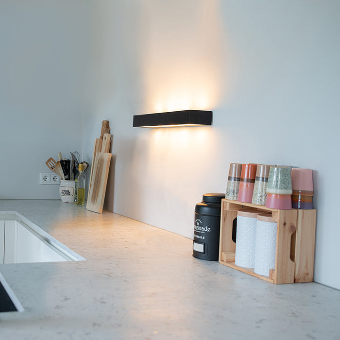 QAZQA Design langwerpige wandlamp zwart 60 cm - Houx