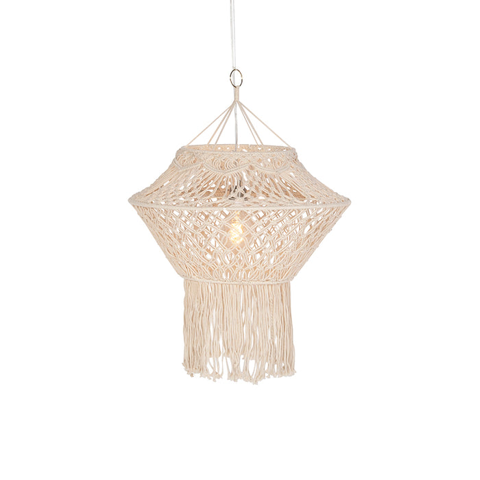 QAZQA Landelijke hanglamp macramé 90 cm - Macra