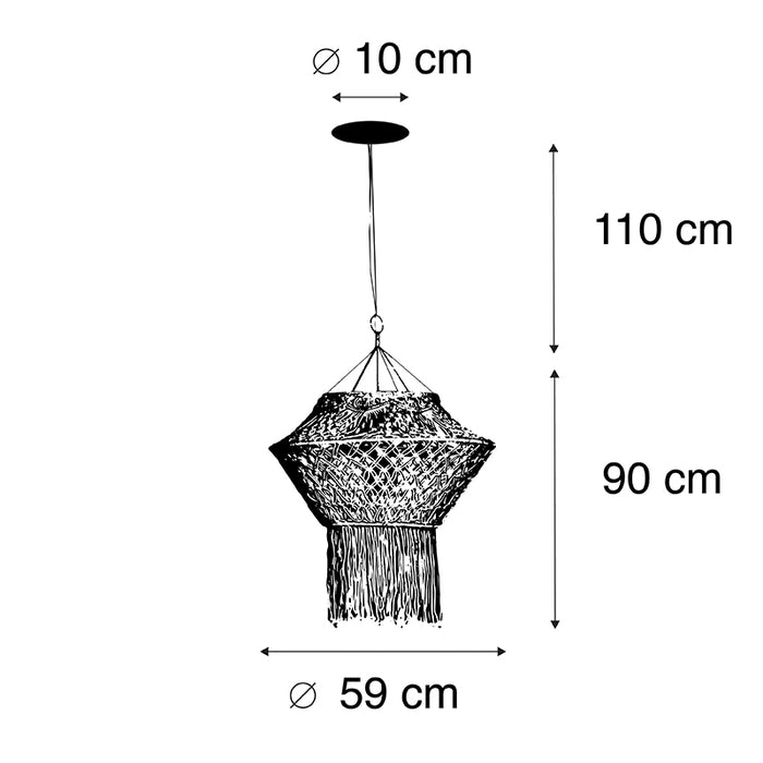 QAZQA Landelijke hanglamp macramé 90 cm - Macra