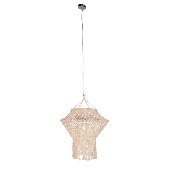 QAZQA Landelijke hanglamp macramé 90 cm - Macra