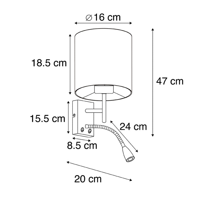 QAZQA Wandlamp zwart met velours gele kap - Stacca