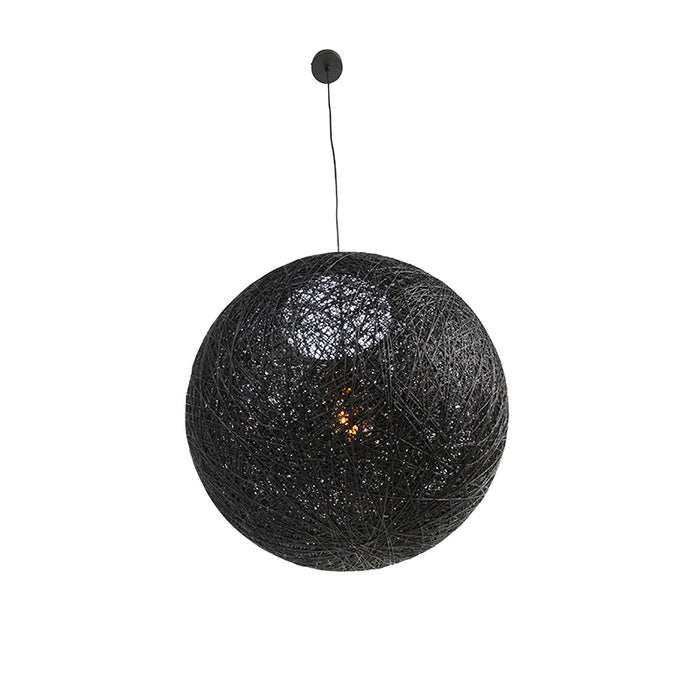 QAZQA Landelijke hanglamp zwart 60 cm - Corda