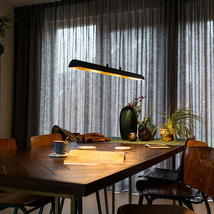 QAZQA Hanglamp zwart met gouden binnenkant incl. LED - Balo 4