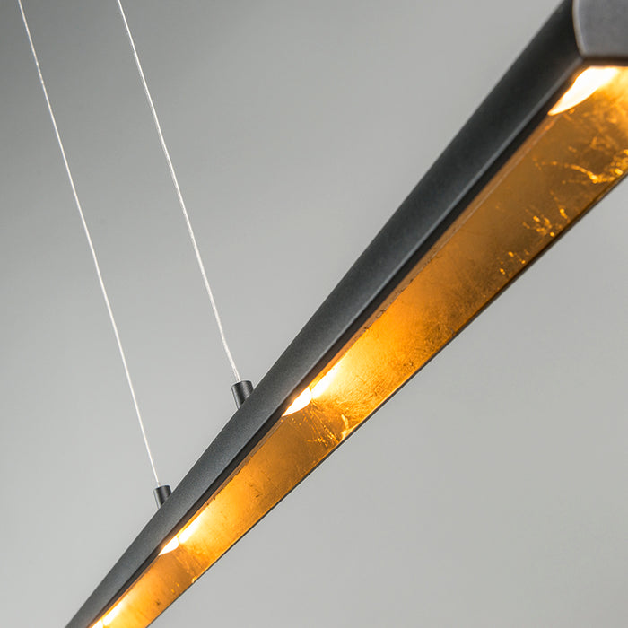 QAZQA Hanglamp zwart met gouden binnenkant incl. LED - Balo 4