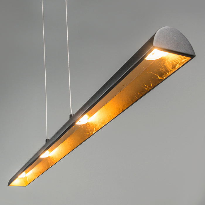 QAZQA Hanglamp zwart met gouden binnenkant incl. LED - Balo 4
