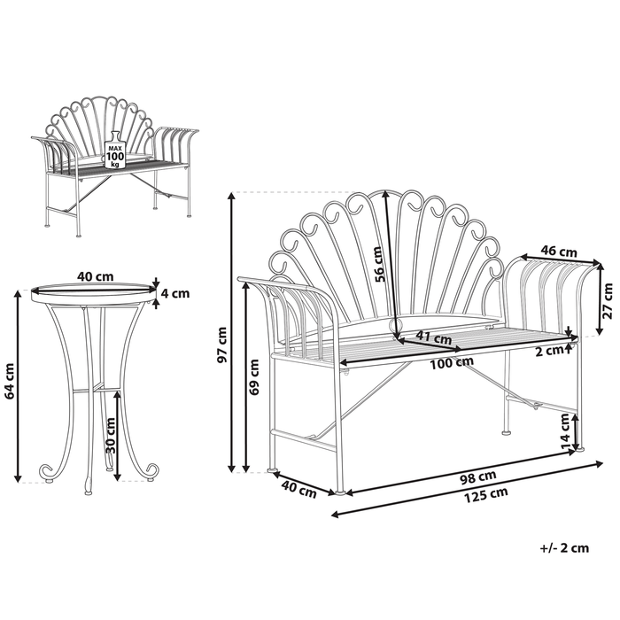 Beliani - CAVINIA - Bistroset voor 2 - Roze - Metaal