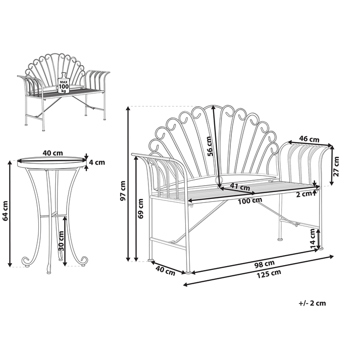 Beliani - CAVINIA - Bistroset voor 2 - Roze - Metaal