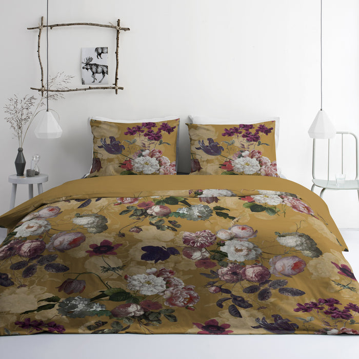 Byrklund Flowers United Dekbedovertrek 140 x 220 cm - Okergeel
