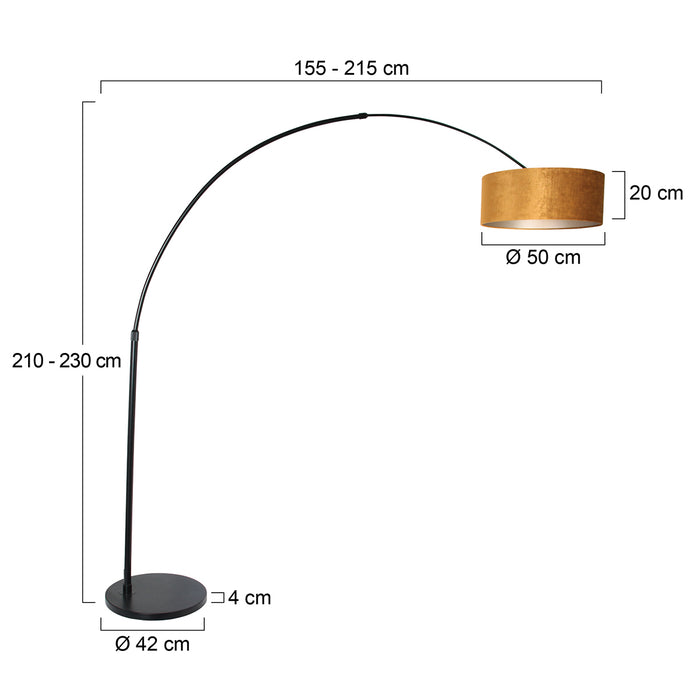 Steinhauer - vloerlamp - Sparkled Light - zwart - metaal velours stof