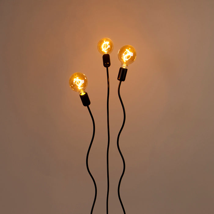 QAZQA Design vloerlamp zwart 3-lichts - Wimme