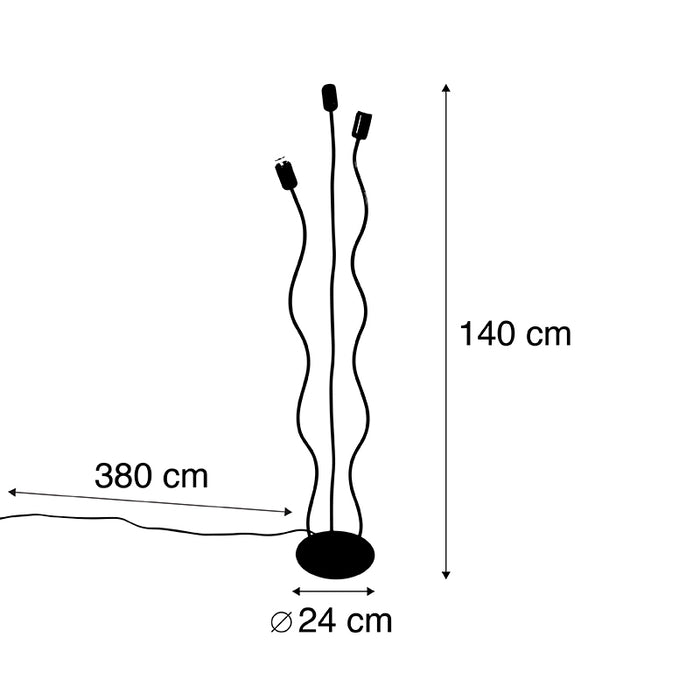 QAZQA Design vloerlamp zwart 3-lichts - Wimme