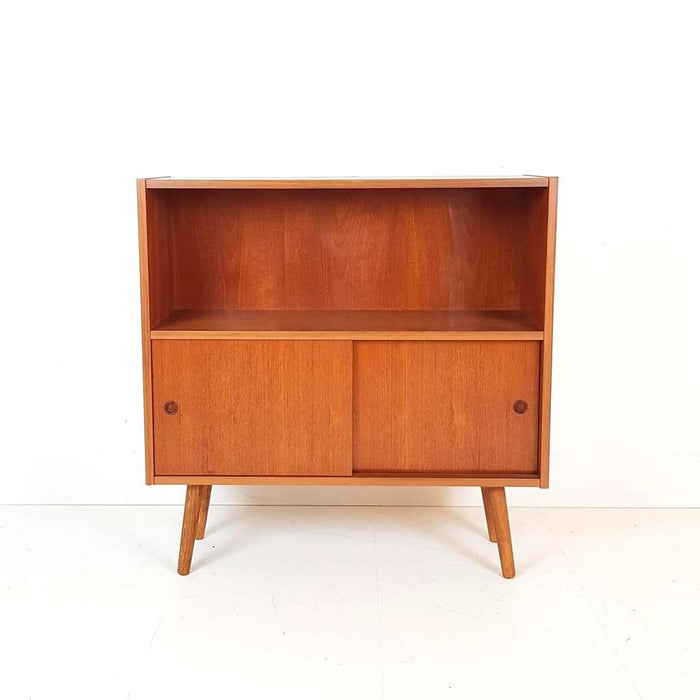 Reliving Vintage Deens Teak Fineer Houten Schuifdeur Kastje