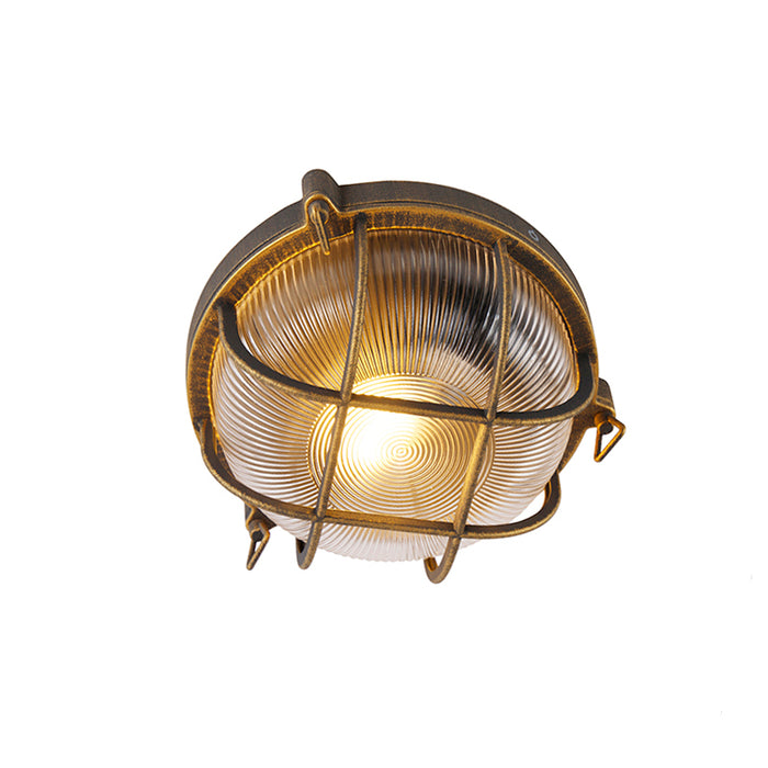 QAZQA Wand- en plafondlamp goud|messing rond IP44 - Noutica