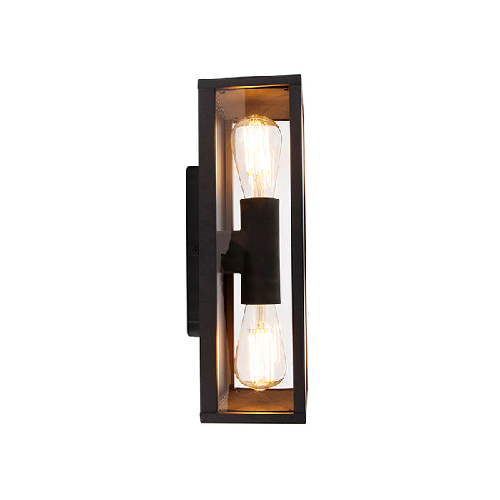 QAZQA Industriële wandlamp zwart 38 cm 2-lichts IP44 - Charlois