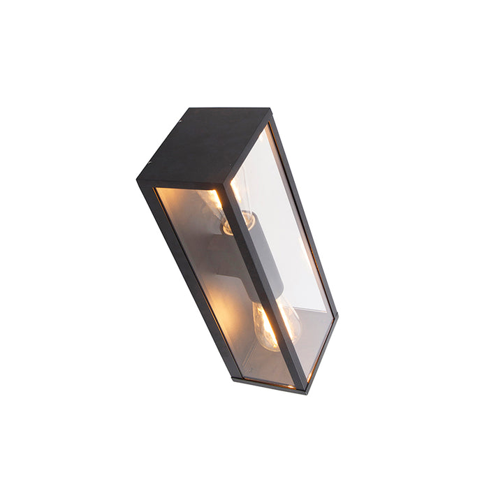 QAZQA Industriële wandlamp zwart 38 cm 2-lichts IP44 - Charlois