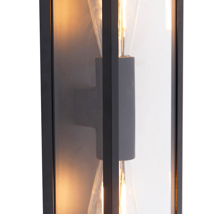QAZQA Industriële wandlamp zwart 38 cm 2-lichts IP44 - Charlois