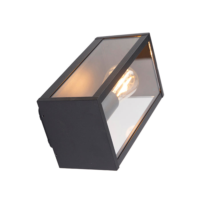 QAZQA Industriële wandlamp zwart 26 cm IP44  - Charlois