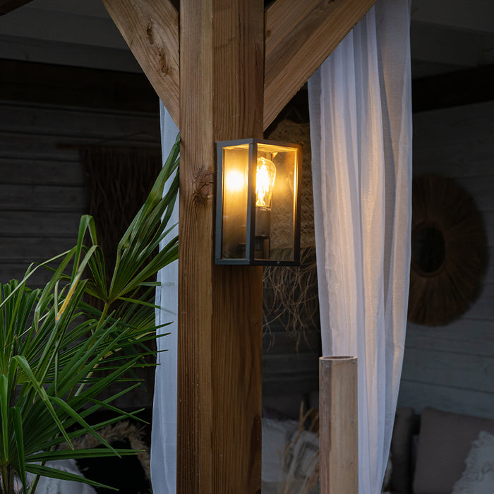 QAZQA Industriële wandlamp zwart 26 cm IP44  - Charlois