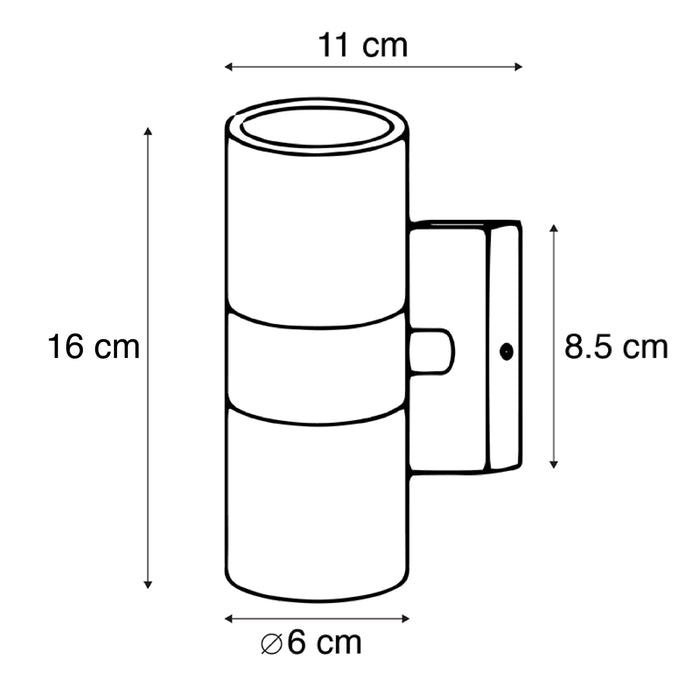 QAZQA Set van 2 buitenwandlampen zwart IP44 - Duo
