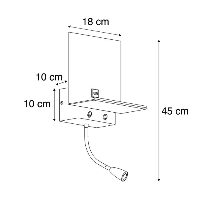 QAZQA Moderne wandlamp wit met USB en flexarm - Flero