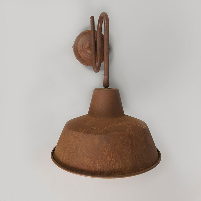 QAZQA Industriële wandlamp roest met gouden binnenkant - Factory