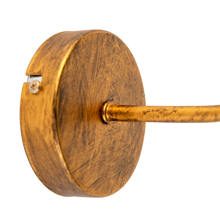 QAZQA Vintage wandlamp goud met taupe velours kap - Matt