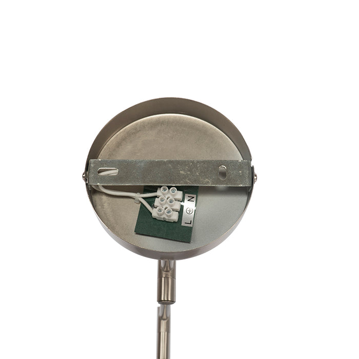 QAZQA Wandlamp staal met witte kap en verstelbare arm - Ladas Deluxe