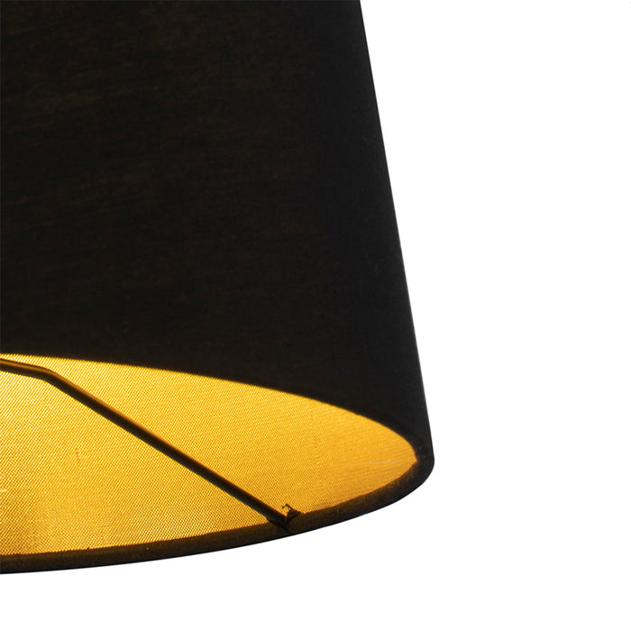 QAZQA Wandlamp zwart met zwarte kap en verstelbare arm - Ladas Deluxe