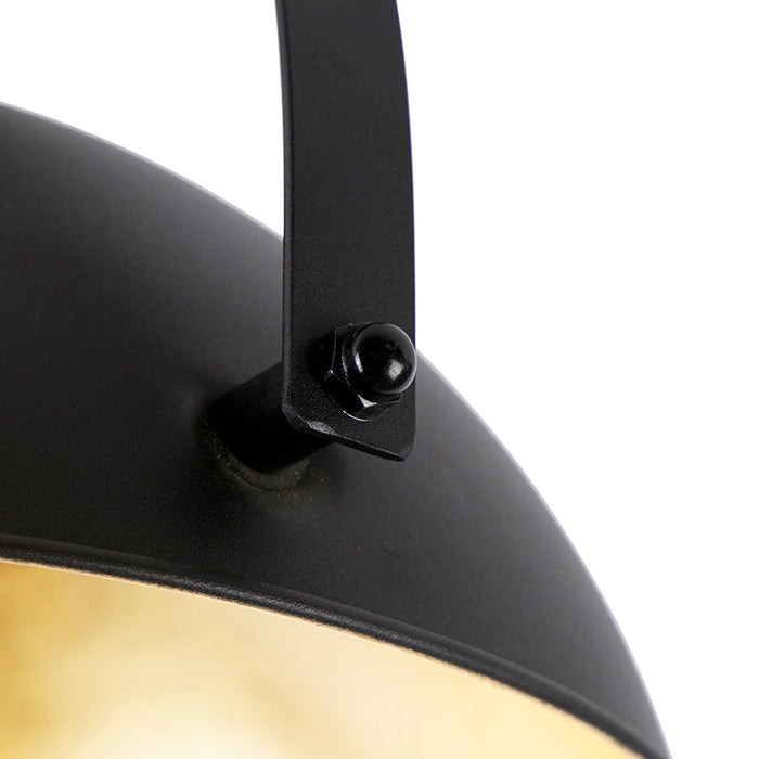 QAZQA Industriële plafondlamp zwart met goud verstelbaar - Magnax