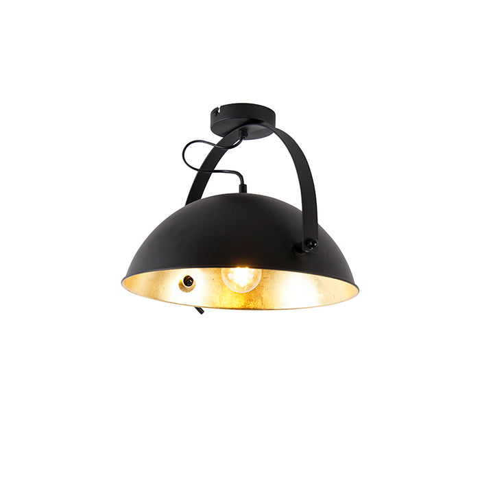 QAZQA Industriële plafondlamp zwart met goud verstelbaar - Magnax
